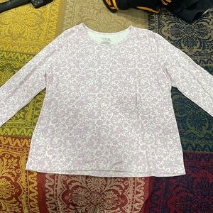 Lavender paisley type print. Long sleeve tshirt.